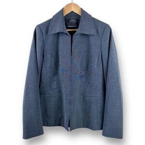 Tribal Womens 8 Full Zip Blazer Jacket Charcoal Gray Heathered Careerwear Office